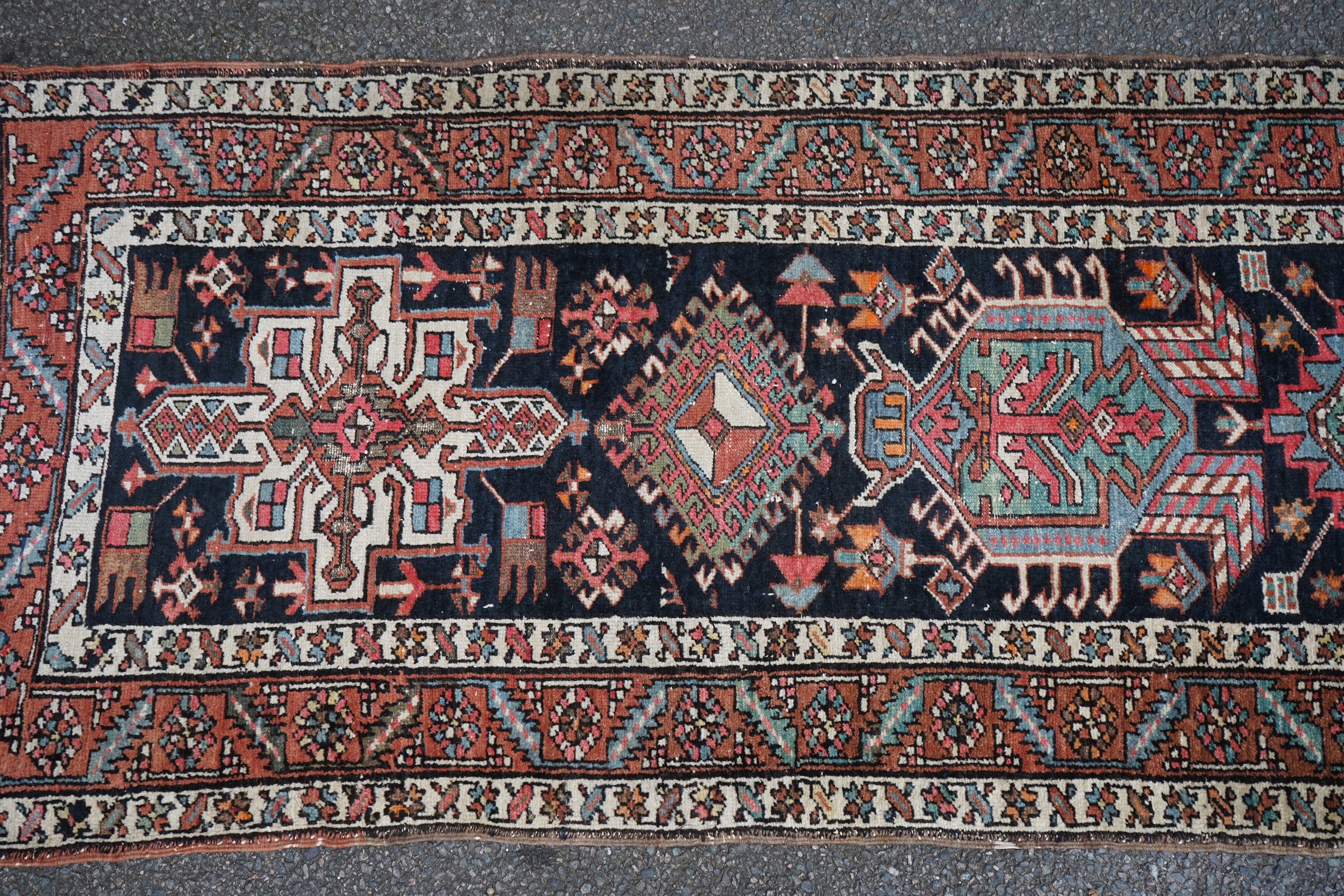 An early 20th century Caucasian dark blue ground runner